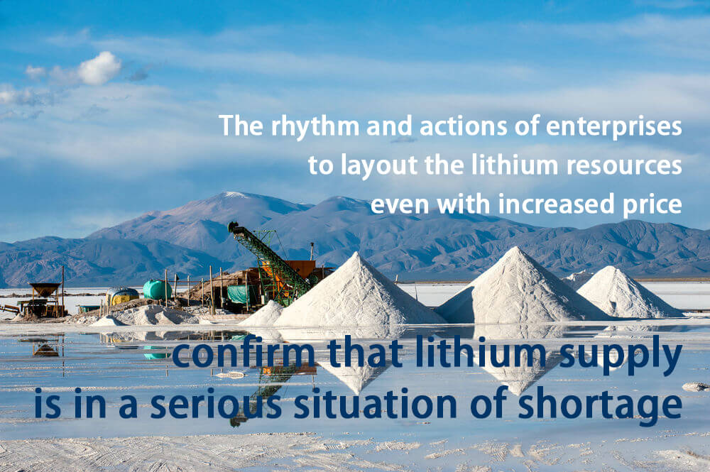 The rhythm and actions of a number of enterprises to layout the lithium resources even with increased price further confirm that lithium supply is in a serious situation of shortage