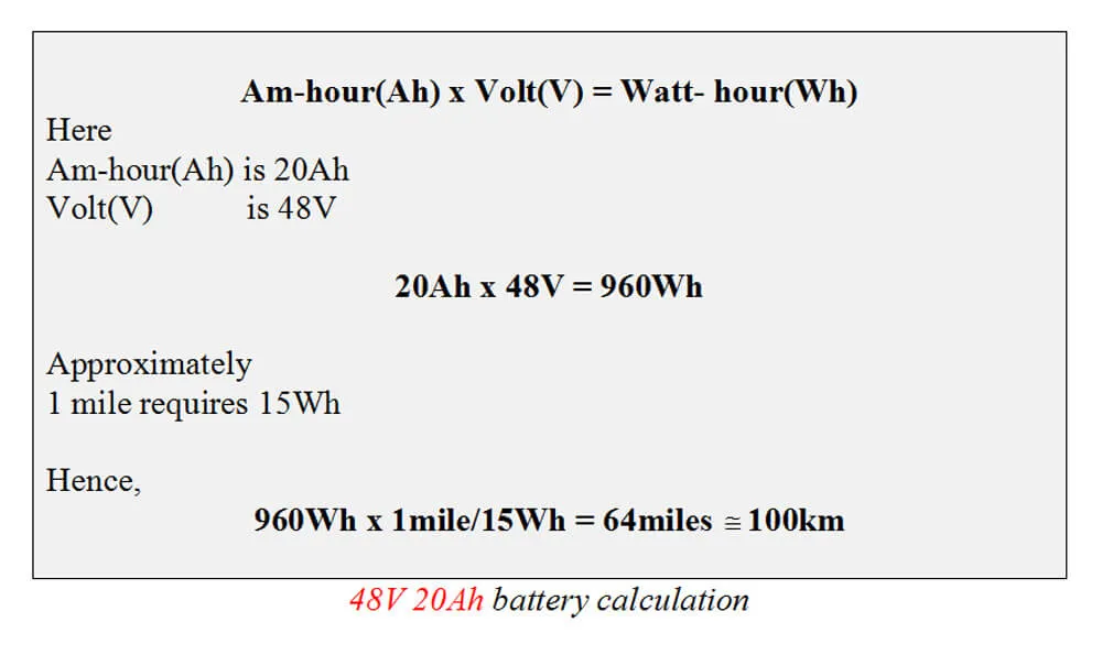 48V 20Ah battery calculation