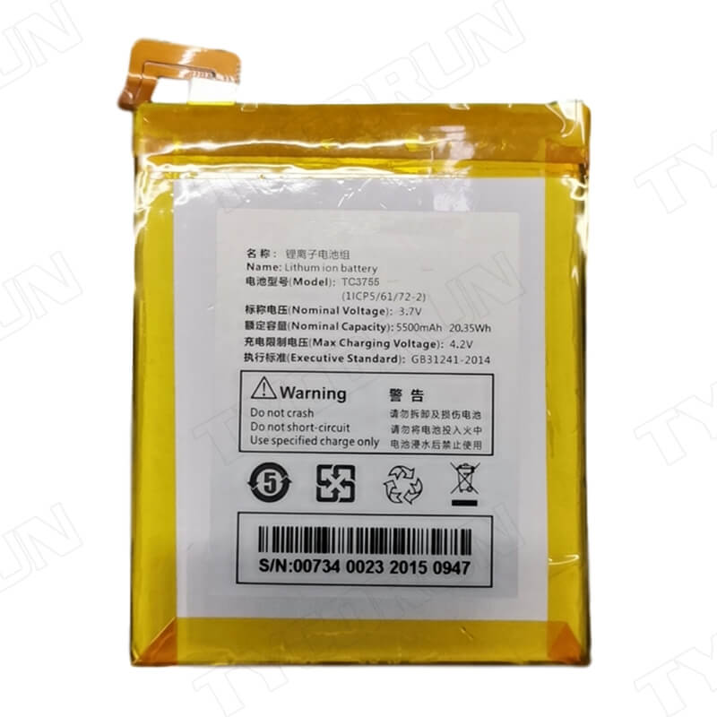 TC3755 Batería de polímero de iones de litio de 3,7 V y 5,5 Ah