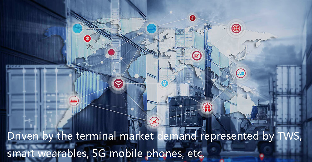 Sous l'impulsion de la demande du marché des terminaux représentée par les TWS, les vêtements intelligents, les téléphones mobiles 5G, etc.