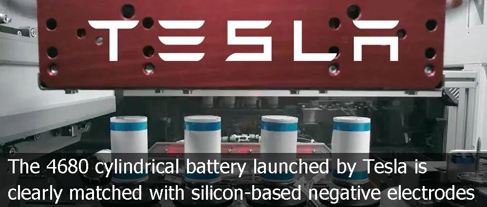 La batería cilíndrica 4680 lanzada por Tesla está claramente emparejada con electrodos negativos a base de silicio