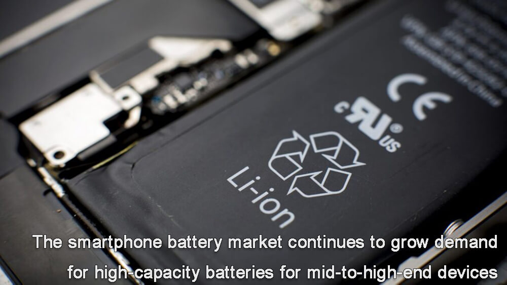 Le marché des batteries pour smartphones continue de croître la demande de batteries de haute capacité pour les appareils de milieu et de haut de gamme.