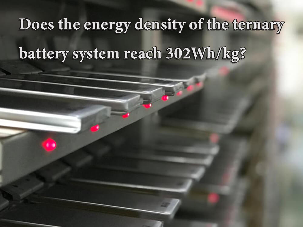 Does the energy density of the ternary battery system reach 302