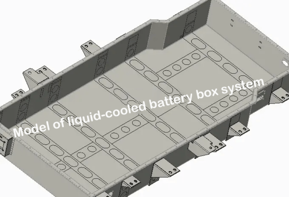 Modelo de sistema de caja de batería refrigerada por líquido