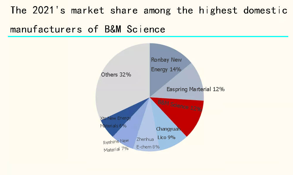La cuota de mercado de 2021 entre los mayores fabricantes nacionales de B&M Science