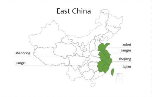 Distribución de empresas de baterías eléctricas en China Oriental