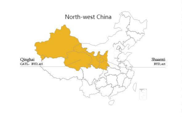 Distribución de empresas de baterías eléctricas en el noroeste de China