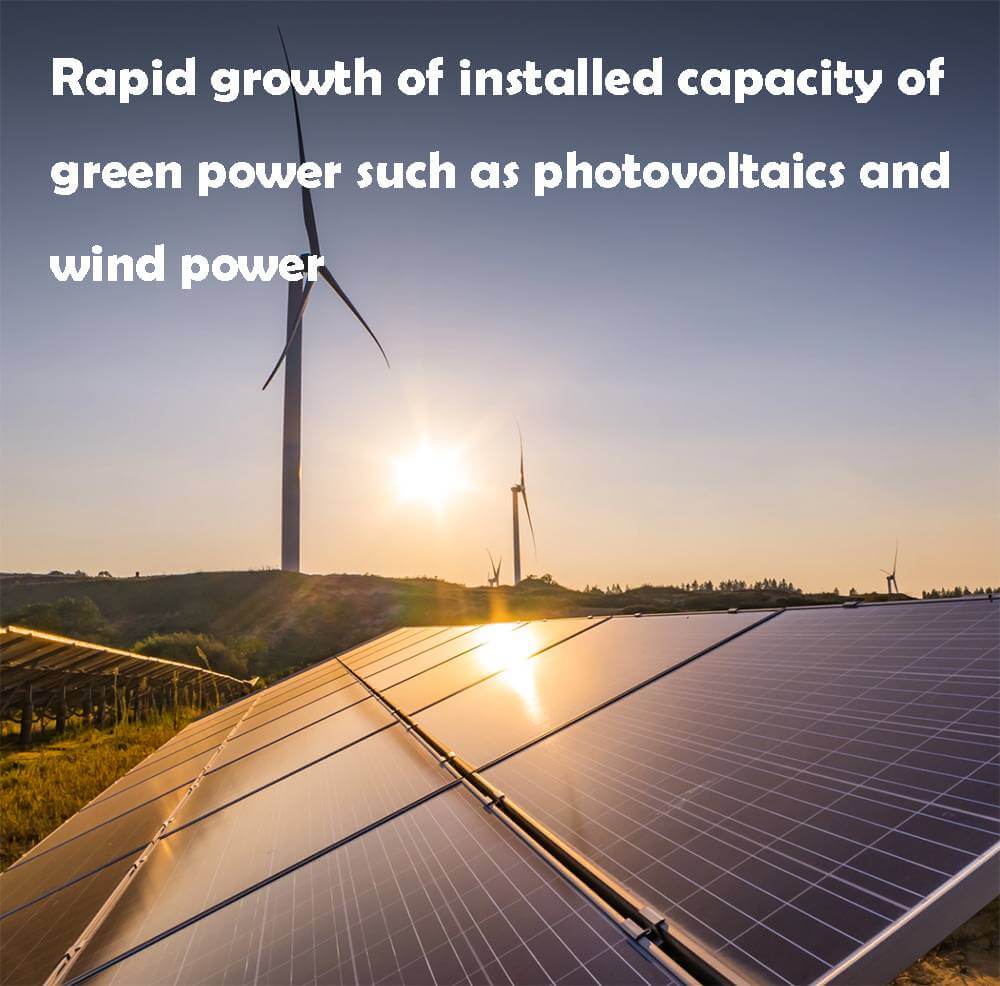 Rapid growth of installed capacity of green power such as photovoltaics and wind power