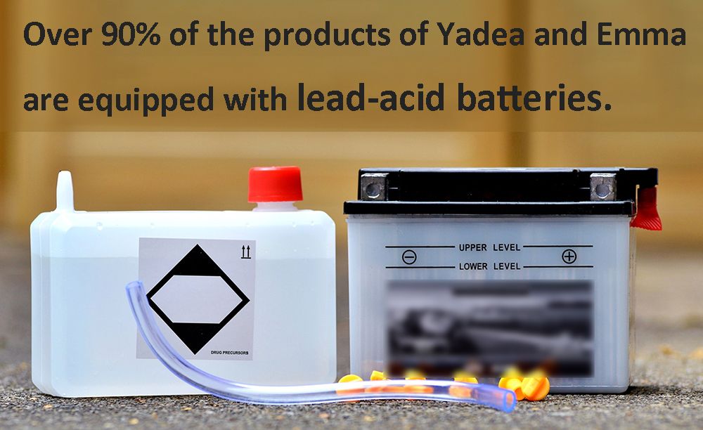 Over 90% of the products of Yadea and Emma are equipped with lead-acid batteries.
