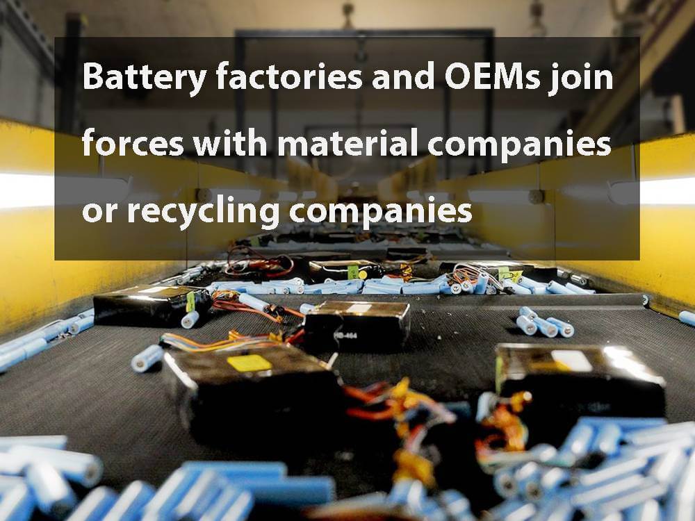 Les fabricants de piles et les équipementiers s'associent à des entreprises de matériaux ou de recyclage.