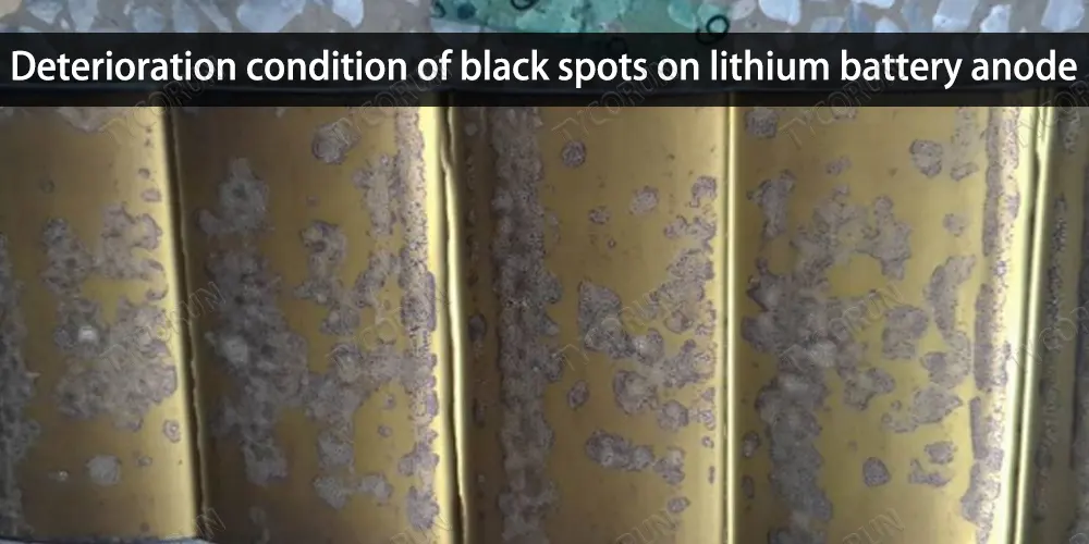 Deterioration-condition-of-black-spots-on-lithium-battery-anode