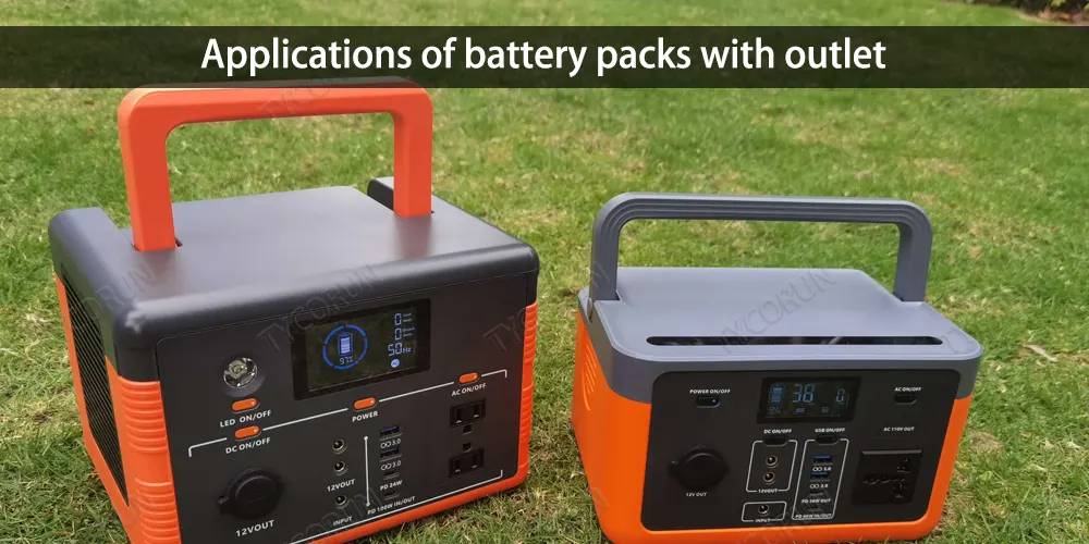 Applications of battery packs with outlet