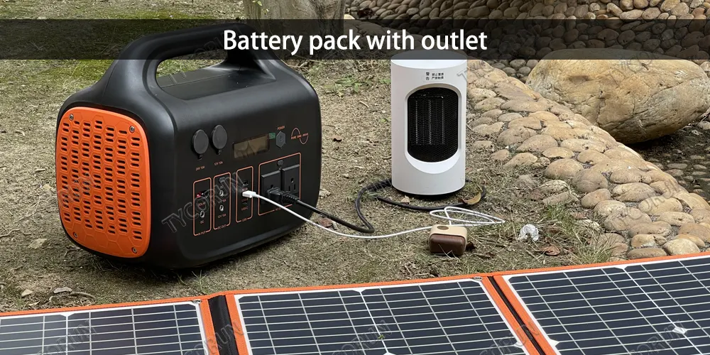 Battery pack with outlet