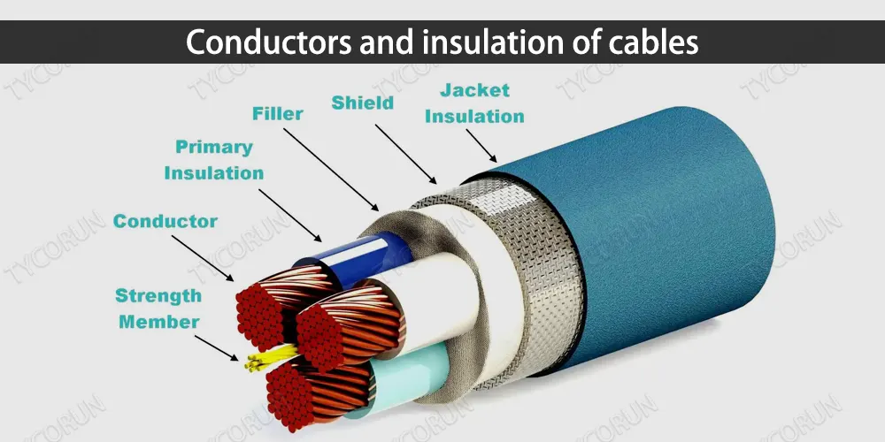 Conductors and insulation of cables