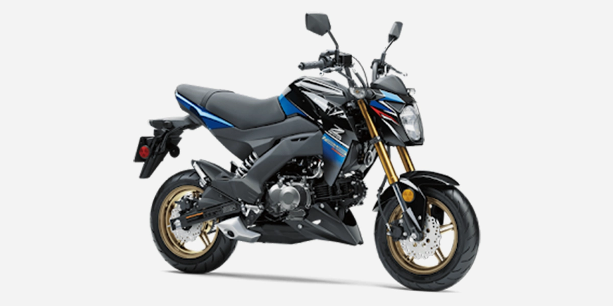 La couleur bleue de la Kawasaki-Z125 Pro SE